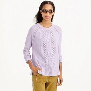 J.Crew Wool Pointelle Cable Sweater Light Purple Size S